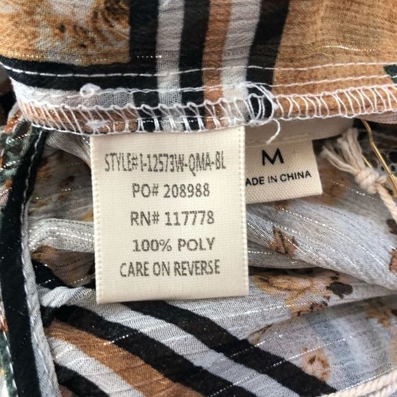 Lovestitch Patchwork Mixed Print Open Shoulder Long Sleeve Top size Medium - Picture 12 of 14